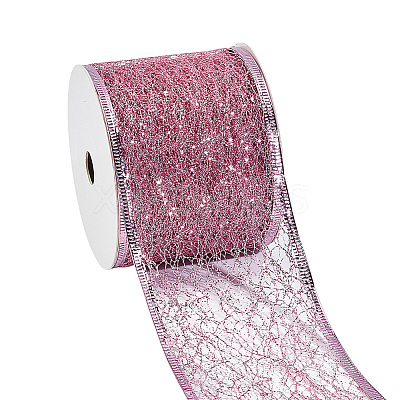 Glitter Polyester Satin Ribbon AJEW-WH0472-28B-1