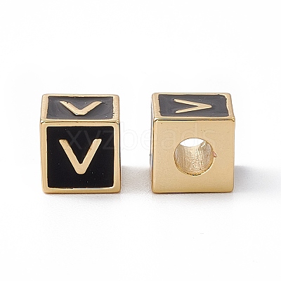 Rack Plating Brass Enamel Beads KK-B060-04G-01V-1