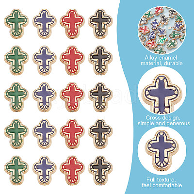 40Pcs 4 Colors Golden Alloy Enamel Beads FIND-GO0003-30-1