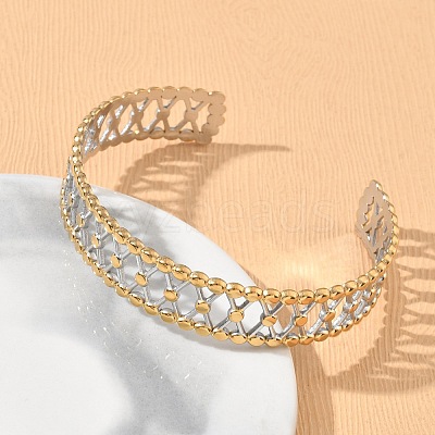 304 Stainless Steel Cuff Bangles for Women BJEW-D466-03GP-1