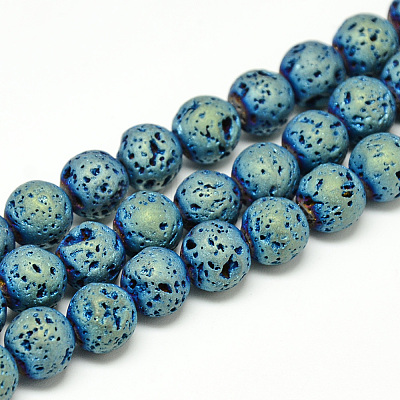 Electroplate Natural Lava Rock Beads Strands G-T058-03C-1