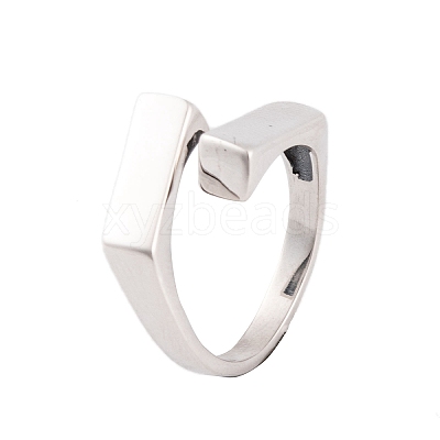 925 Sterling Silver Rectangle Cuff Open Rings for Women Men RJEW-P105-03S-1