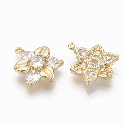 Brass Clear Cubic Zirconia Links X-ZIRC-Q021-040G-NF-1