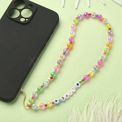 Word LOVE Acrylic Mobile Straps HJEW-YW0001-04-1