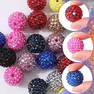 40Pcs 10 Style Round Resin Rhinestone Graduated Beads RESI-SC0003-01-1