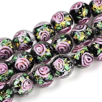 Handmade Foil Glass Beads Strands FOIL-N033-04A-1