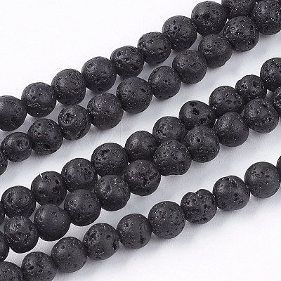 Natural Lava Rock Bead Strands LS-G-R193-18-4mm-1