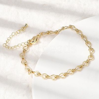 Brass Teardrop Link Chain Bracelets for Women BJEW-F531-04G-1
