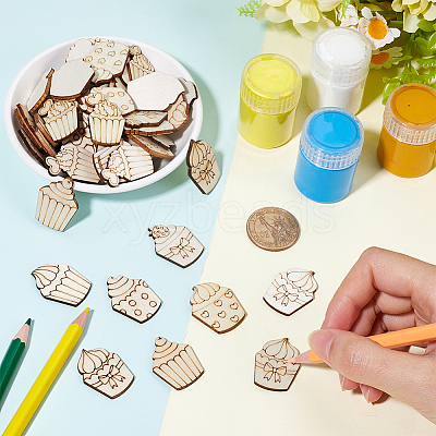 4 Sets Unfinished Wood Cutouts Ornaments WOOD-SC0001-91D-1
