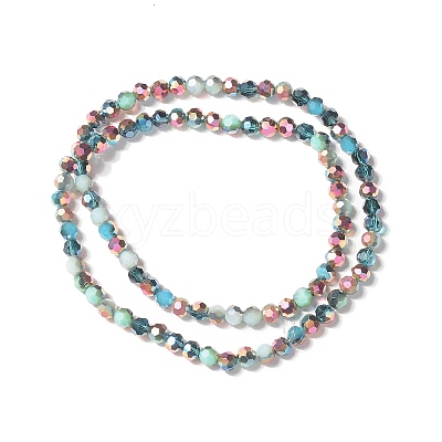 Transparent Electroplated Glass Beads Strands X-GLAA-G097-04C-1
