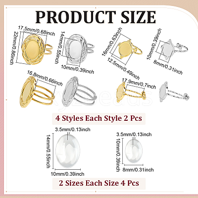 8Pcs 304 Stainless Steel Open Cuff Ring Component STAS-ME0002-78-1