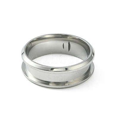 201 Stainless Steel Grooved Finger Ring Settings STAS-TAC0001-10D-P-1
