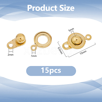 15Pcs 201 Stainless Steel Snap Clasps STAS-DC0016-46-1