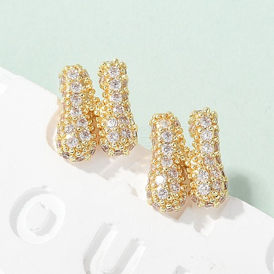 Brass Micro Pave Cubic Zirconia Stud Earrings EJEW-Z091-04G-N-1