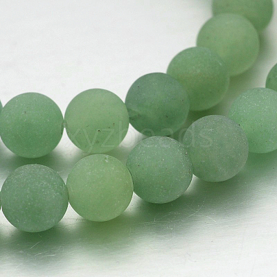 Frosted Round Natural Green Aventurine Bead Strands X-G-J338-05-8mm-1