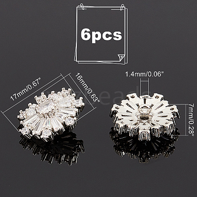Brass Micro Pave Clear Cubic Zirconia Shank Buttons DIY-GA0003-57-1