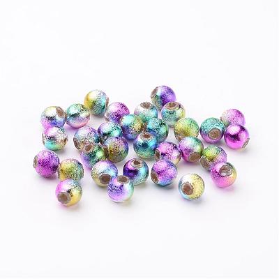 Mixed Colorful Spray Painted Matte Acrylic Round Beads X-PB25P9282-1