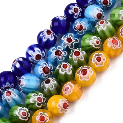 Handmade Millefiori Glass Beads Strands LK-T001-10-1