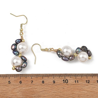 Shell Pearl 304 Stainless Steel Dangle Earrings EJEW-JE07370-01-1