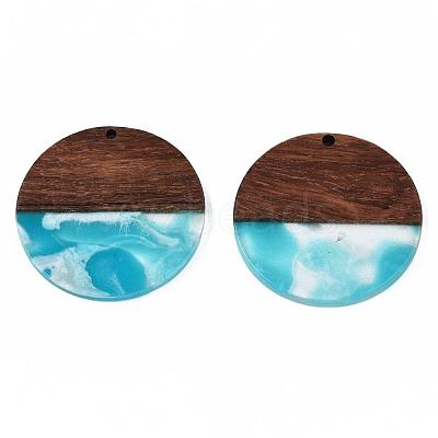 Transparent Resin & Walnut Wood Pendants RESI-T035-35B-1