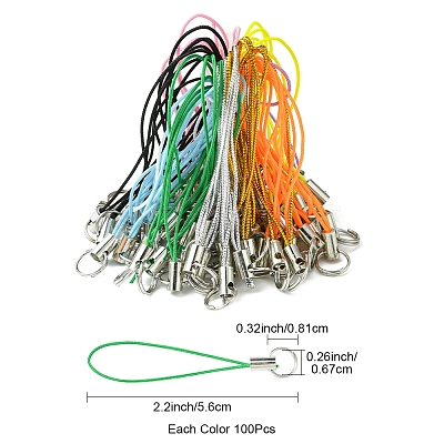 100Pcs Polyester Cord Mobile Straps MOBA-FS0001-02B-1