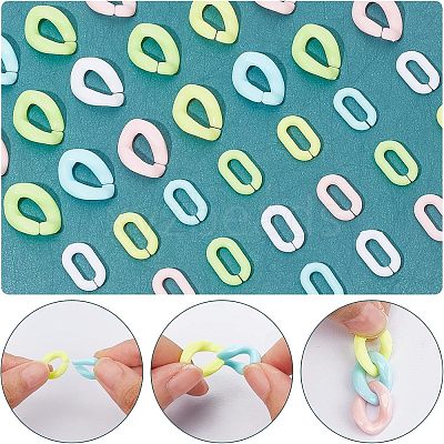 1000Pcs 10 Style Opaque Acrylic Linking Rings FIND-CA0004-84-1