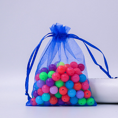 Rectangle Organza Drawstring Bags CON-PW0001-054D-02-1