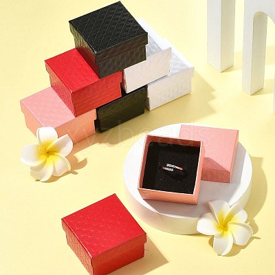 8Pcs 4 Colors Square Cardboard Ring Boxes CBOX-FS0001-08-1