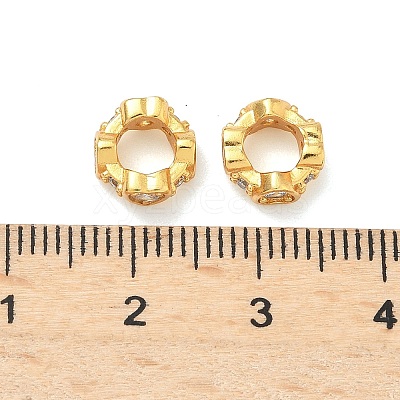 Brass Micro Pave Cubic Zirconia Rondelle European Beads KK-H532-33G-1
