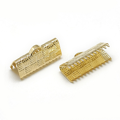 Brass Ribbon Crimp Ends KK-T032-149G-1