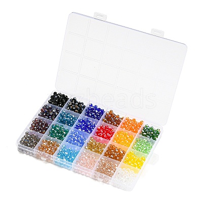 1008Pcs 24 Color Transparent Glass Bead GLAA-H026-03-1