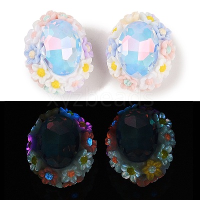 Handmade Luminous Polymer Clay Rhinestone Beads CLAY-H003-05F-1