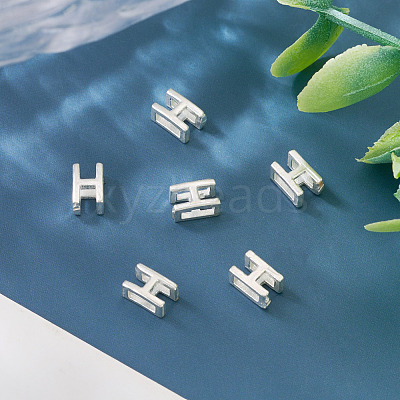6Pcs 925 Sterling Silver Hollow Initial Beads STER-TA0001-53H-1