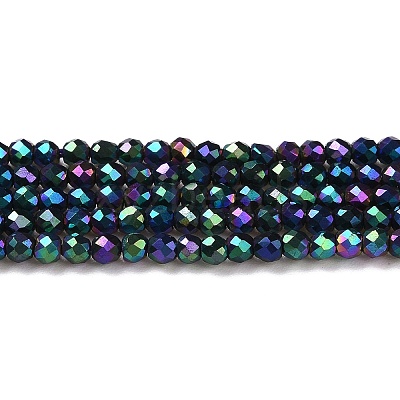 Electroplate Glass Beads Strands GLAA-H021-01A-FP11-1