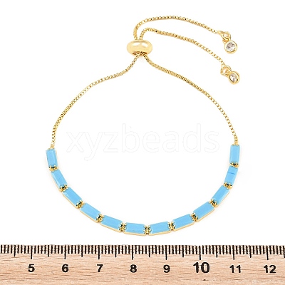 Rectangle Brass Micro Pave Cubic Zirconia Slider Bracelets KK-A305-02G-1