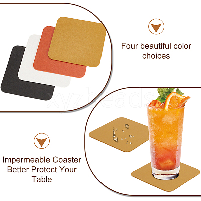 8Pcs 4 Colors PU Leather Cup Mats AJEW-GA0007-74-1