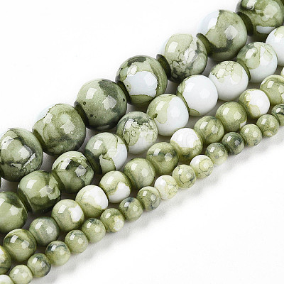 Baking Paint Glass Beads Strands DGLA-N003-8mm-C06-1