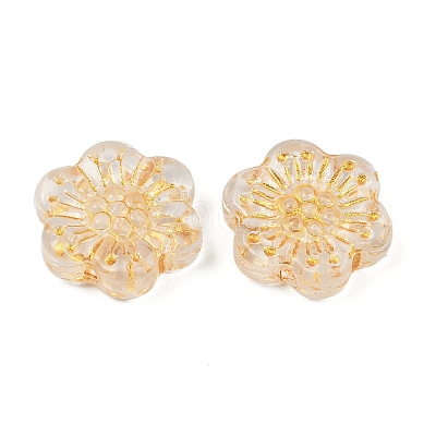Baking Paint and Golden Metal Enlaced Glass Beads DGLA-T004-09A-1