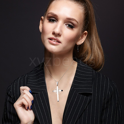 1Pc 304 Stainless Steel Cross Pendants STAS-BBC0005-89-1
