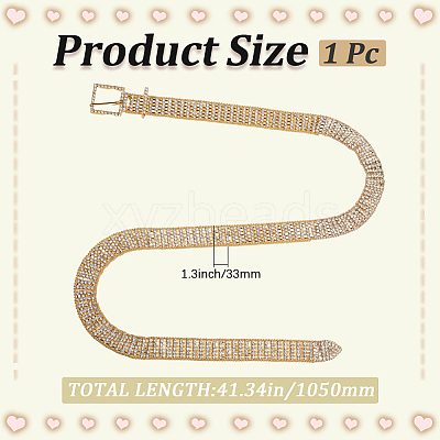 Alloy Full Crystal Rhinestone 5-Row Chain Belts AJEW-WH20019-49G-1