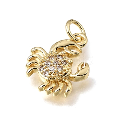 Brass Micro Pave Clear Cubic Zirconia Charms KK-E802-05G-1