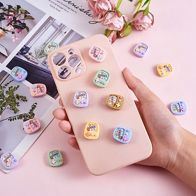 30Pcs Game Console Slime Opaque Resin Cabochons Flatback Cartoon Game Slime Resin Charms Colorful Cartoon Embellishment Cabochon for DIY Crafts Scrapbooking Phone Case Decor JX286A-1
