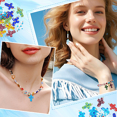 21Pcs Millefiori Glass Pendants PALLOY-PH01828-1