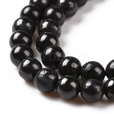 Natural Shungite Beads Strands G-D481-15B-4MM-1