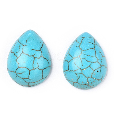 Craft Findings Dyed Synthetic Turquoise Gemstone Flat Back Teardrop Cabochons TURQ-S270-15x20mm-01-1
