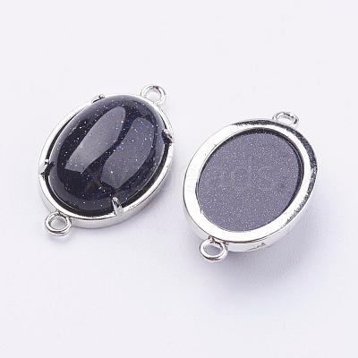 Brass Synthetic Blue Goldstone Links connectors G-E398-04L-1