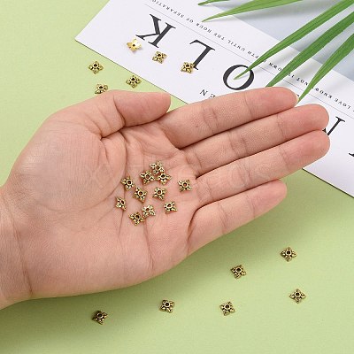 Tibetan Style Alloy Bead Caps TIBEB-Q018-AG-FF-1