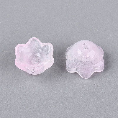 Transparent Two Tone Spray Painted Glass Bead Caps A-GLAA-Q089-002B-008-1