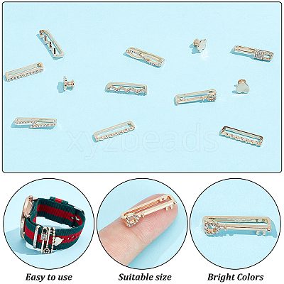12Pcs 12 Style Wave & Flower & Heart & Lock & Key Alloy Rhinestones Watch Band Charms Set MOBA-PH0001-15-1