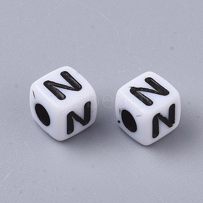 White Opaque Acrylic Beads MACR-R869-02N-1
